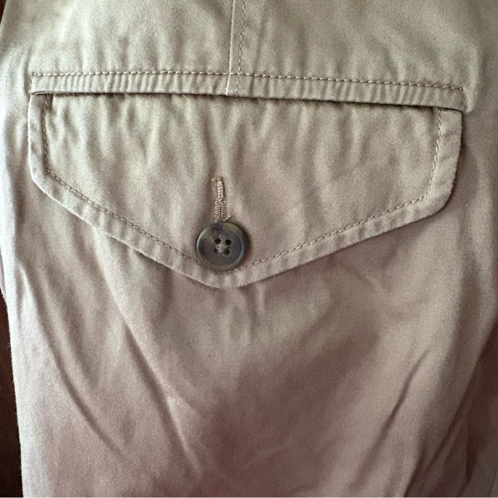 BAPE sz M Light Gray Short Sleeve Cotton Button Down Bathing Ape Head Logo - Picture 6 of 11